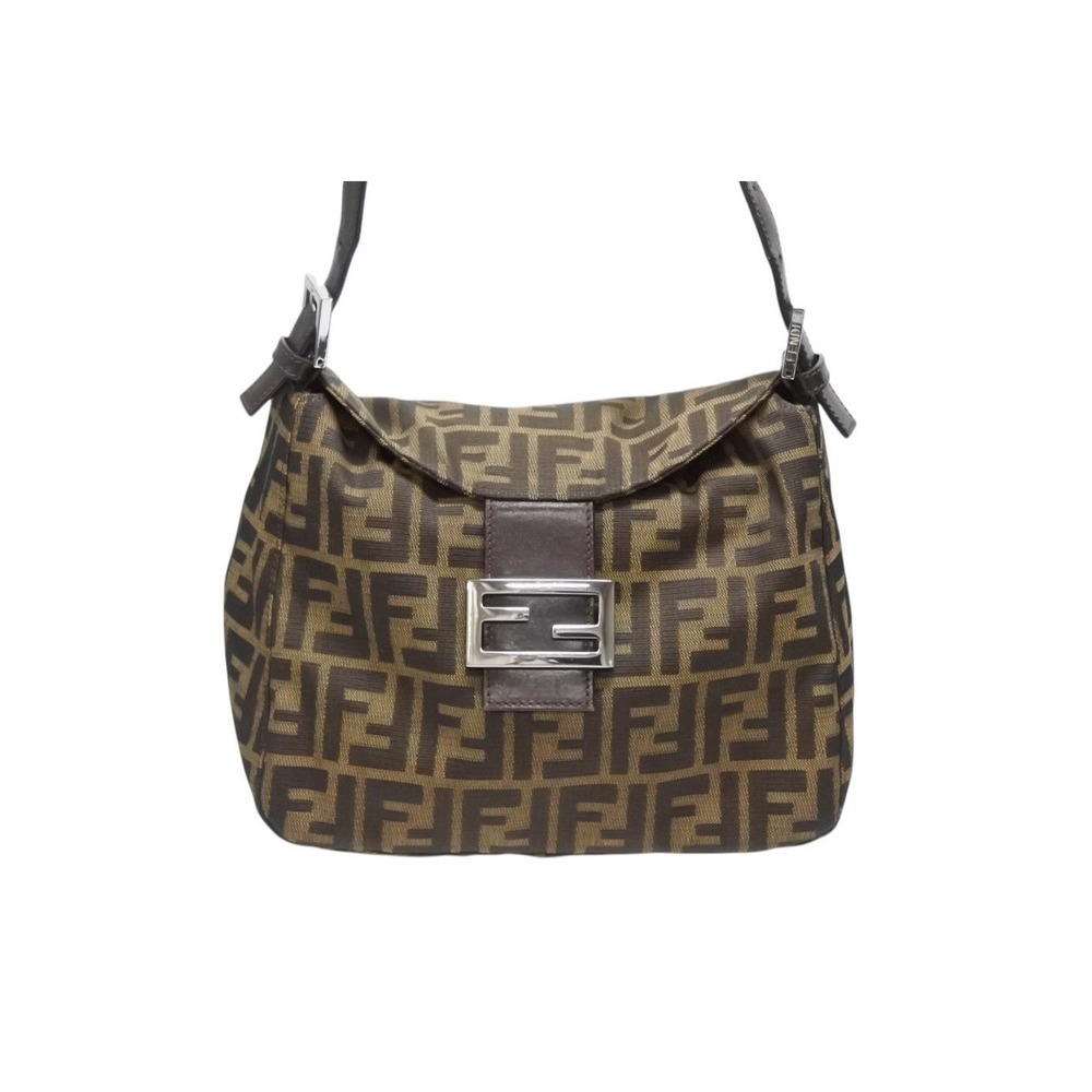 Fendi Canvas Bag Leather Zucca One Hobo Bucket Brown Shoulder Mamma